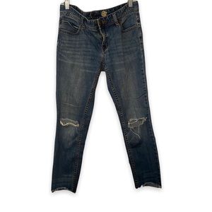 Free People Distressed Raw Hem Ankle Jeans